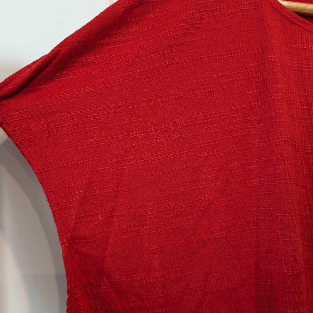Max Studio Top Size 3X Red Side-Tie Knot Crinkle Knit Short Sleeve Blouse NWT - Picture 6 of 14